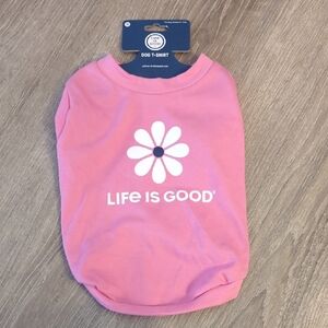 Life is Good Pink Dog T-Shirt Medium